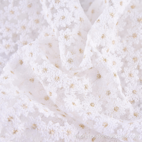 Knitting 100% Polyester Flower Embroidery Tulle Fabric